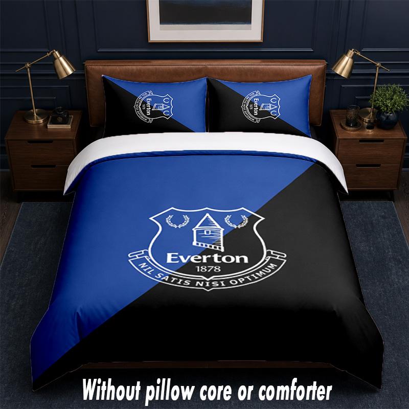 Everton Football Design Bed Bedding Set 1 Duvet Cover + 2 Pillowcases Soft Breathable Household Bed Linens