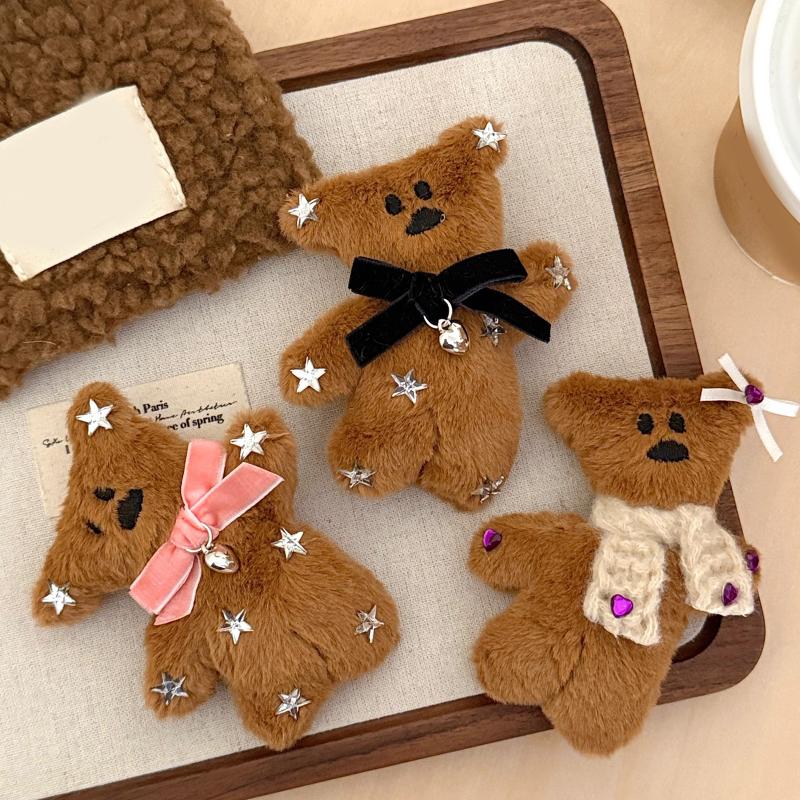 Niedliche Kleine Bär Plüsch Haarspange Cartoon Stofftier Haarspange Süße Ponyclips Mädchenhafte Herbst- und Winter-Haaraccessoires