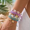 Colorful Dopamine Starfish Shell Beads Elastic Bracelets Set for Women Bohemian Heishi Chain Bracelet Summer Party Jewelry Gift