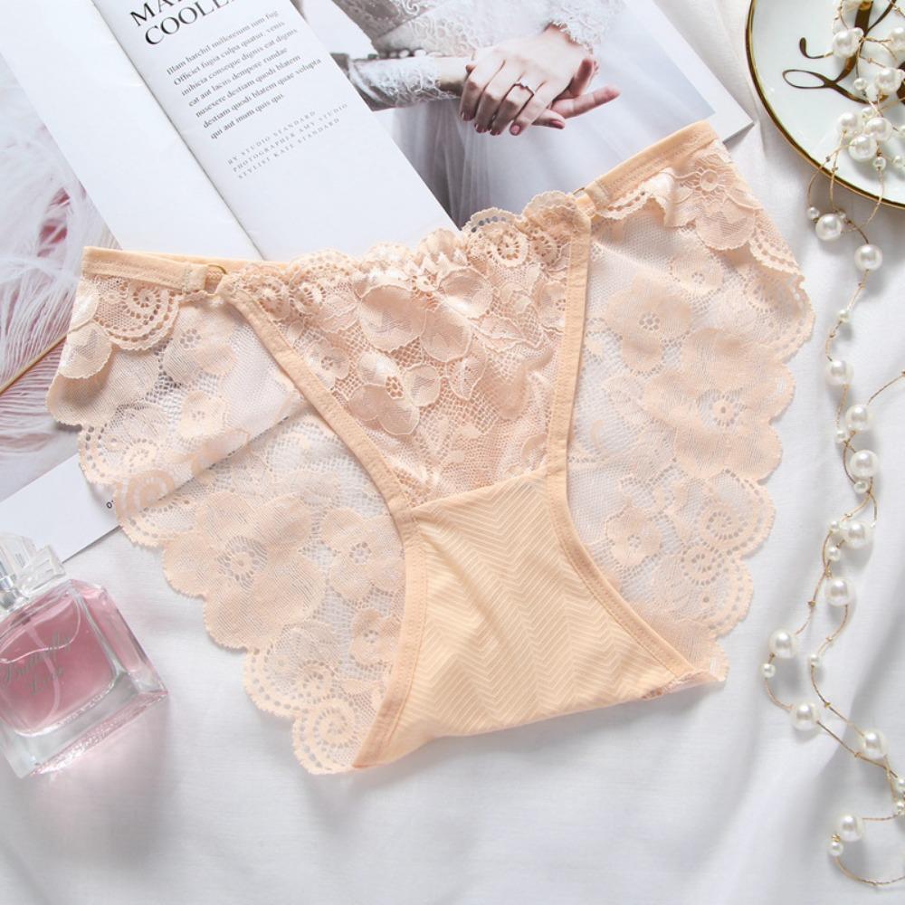 Sexy Lace Women's Underwear High Split Fork Low Waist Breathable Comfortable Hip Wrap Pure Desire Internet Celebrity Lace Briefs Thin