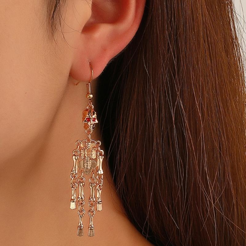 3Pairs Dark Halloweens Skull Dangle Earrings Gothic Style Jewelry for Women Comfortable Resin Goth Accessories