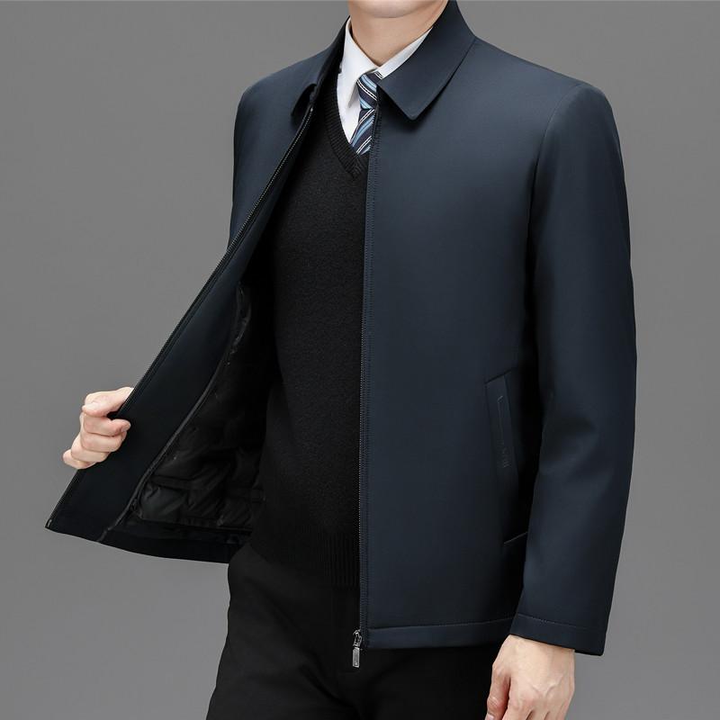 Men's middle-aged and elderly lapel down jacket autumn and winter new business cadre wear warm dad wear thickened jacket