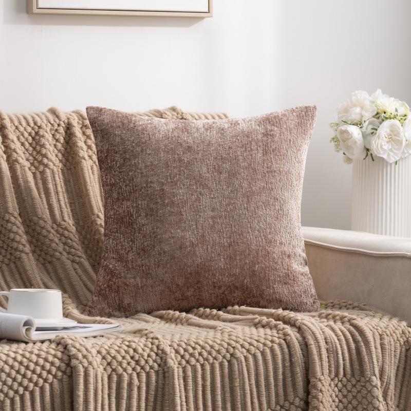 Pillow Cover Chenille Living Room Sofa Simple Modern Double-sided Solid Color Cushion Cover Core-free Bedside Pillow Backrest