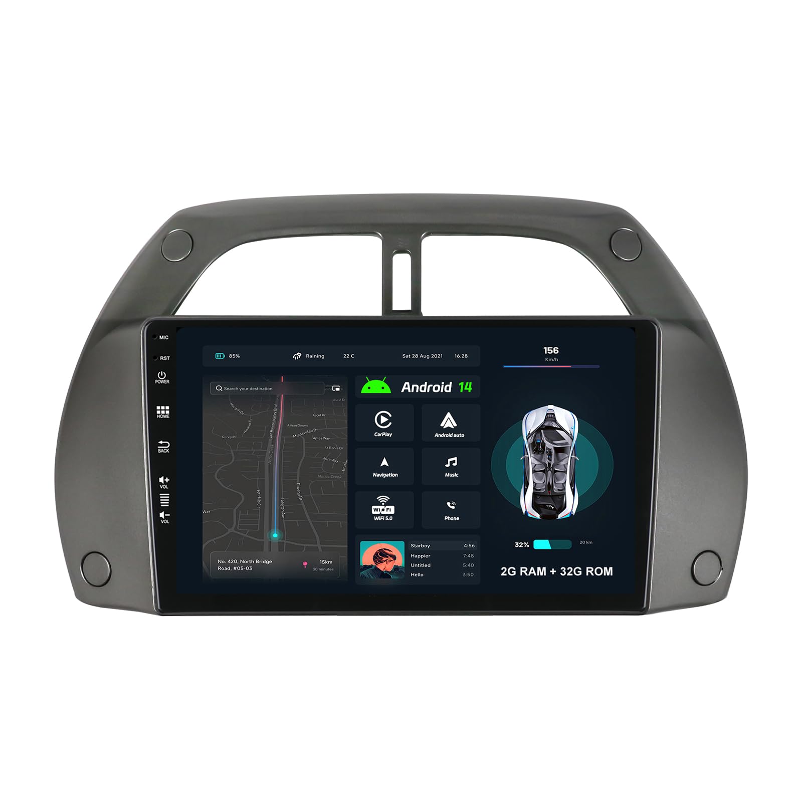 

MISONDA IPS Android 13 Автомагнитола Стерео для Toyota RAV4 с GPS-навигацией Головное устройство 9-дюймовый 2001-2006 Блок, Carplay, WIF, SWC, Bluetooth, Камера,