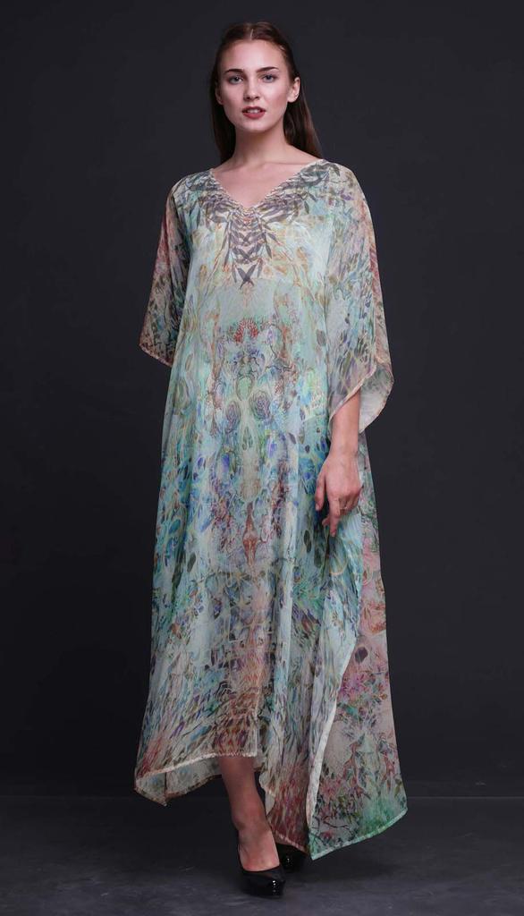 Phagun Floral & Skull Ladies Kaftan Holiday Loungewear Maxi Dress Beach