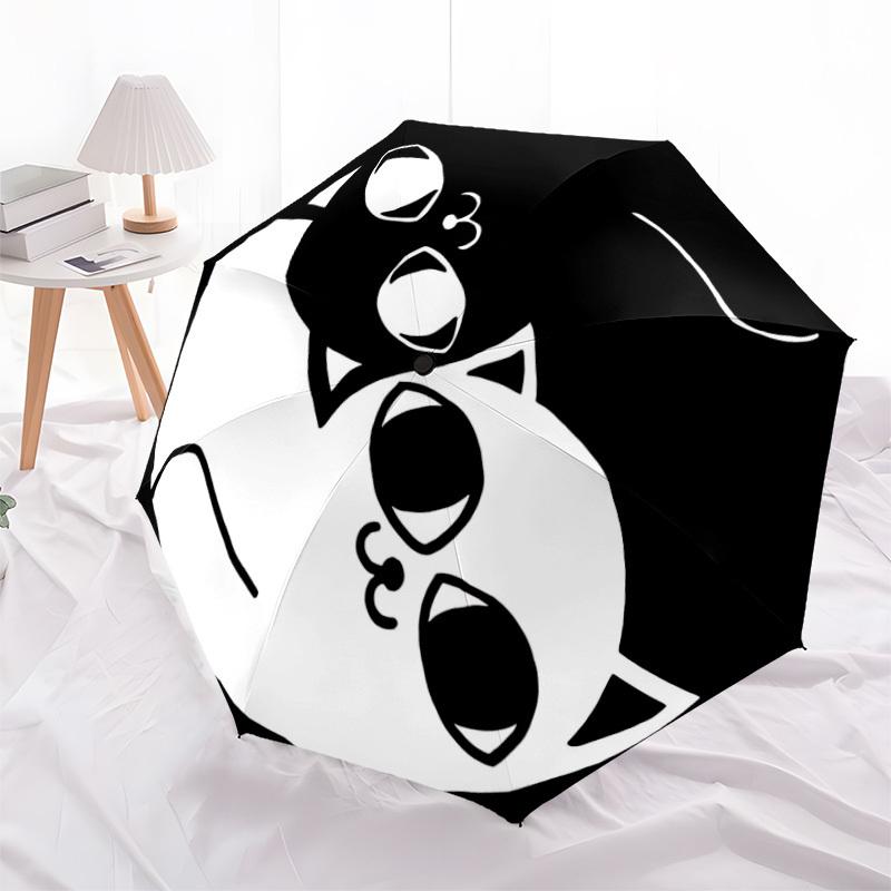 1 Stück Kätzchen Katzen Automatischer Regenschirm Hochwertiges Dach, Tragbarer Faltregenschirm mit, Ideales Geschenk für - Reisen, Alltag, Formelle Anlässe, Stilvolles Acc