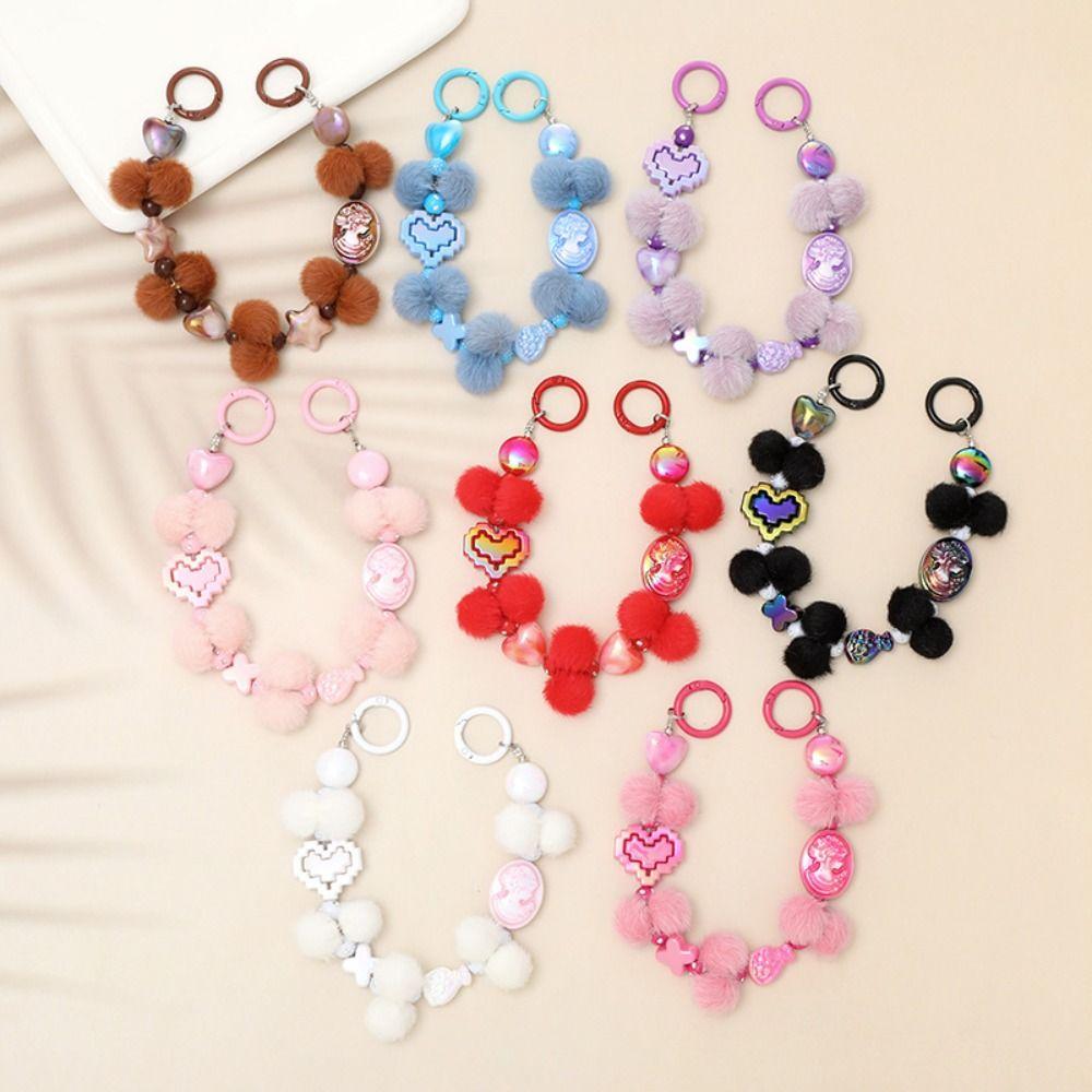 

Плюшевый шнурок для телефона с надписью «Love Phone» из бисера, цветной браслет для стакана с водой, простая подвеска для сумки, аксессуары для сумки