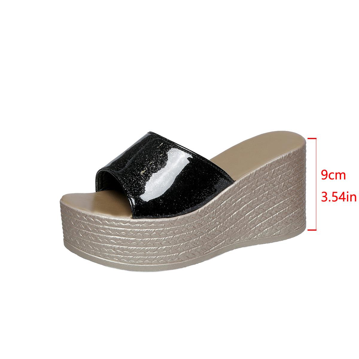 

Летние новые тапочки с толстым дном и наклонным каблуком, водонепроницаемые тапочки с толстым дном и рисунком «рыбий рот», классные тапочки для стола, импортные тапочки большого размера для пляжа 43 чёрный