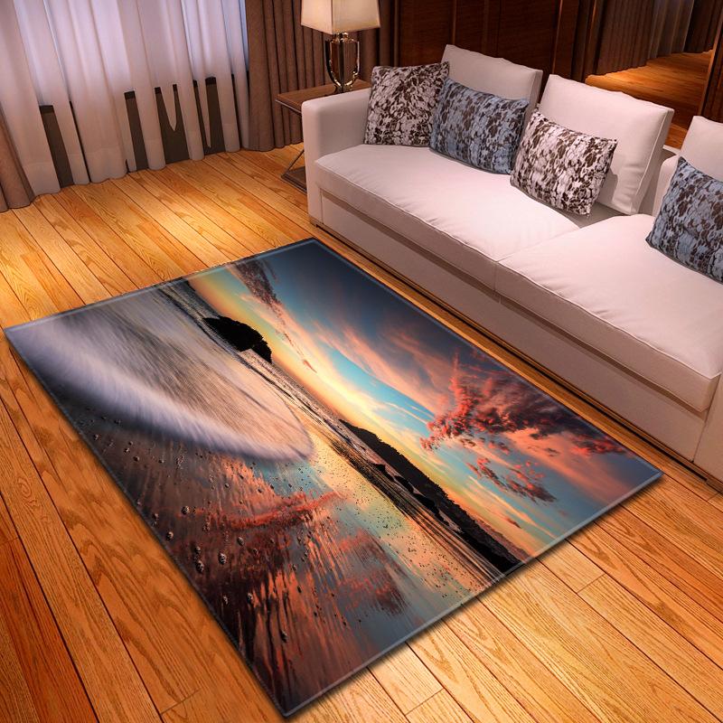 Beach Concept Landscape Living Room Carpet Bedroom Dining Room Floor Mat Pattern Size