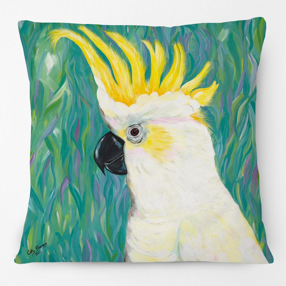 Australia Native Birds Parrots Maggie Black Cockatoo Honeyeater Print Cushion Cover Sofa Decor Pillow Case