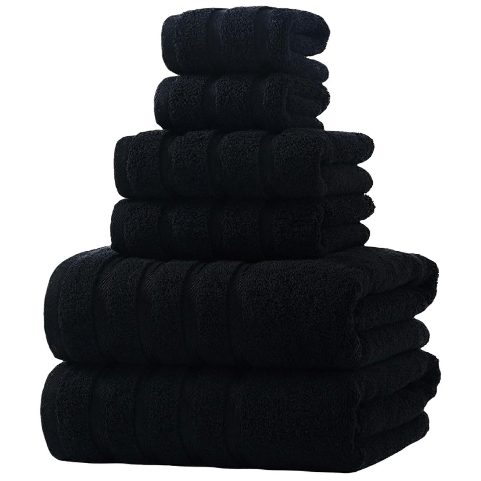 

6 Piece Cotton Towel Set Highly Absorbent 2 Bath Towels + 2 Hand Towels + 2 Washcloths C