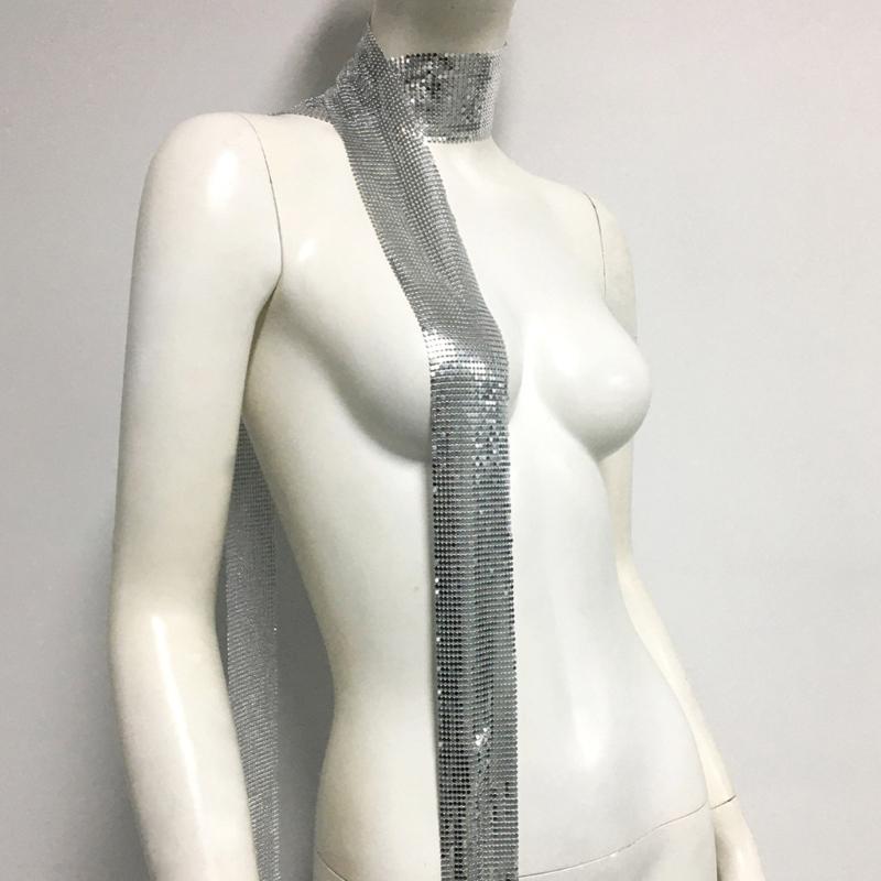 Metal Long Chocker Full Sequins Flickering Nightclub Lady Bridal Wear