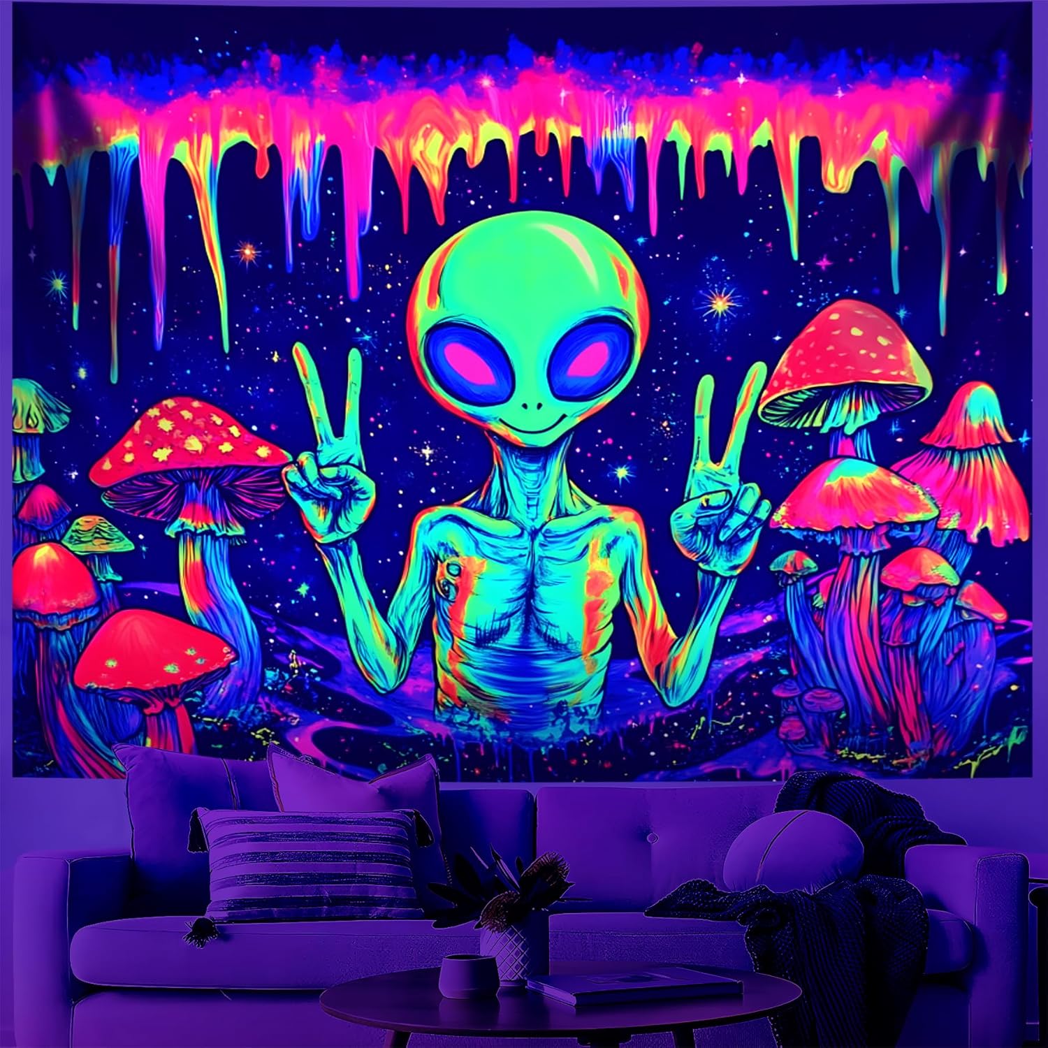 

BVBOX Castle Blacklight Halloween Tapestry Horror Moon Night Scary Cemetery Pumpkin Lantern Halloween Tapestry Wall Hanging Skul 180x230cm