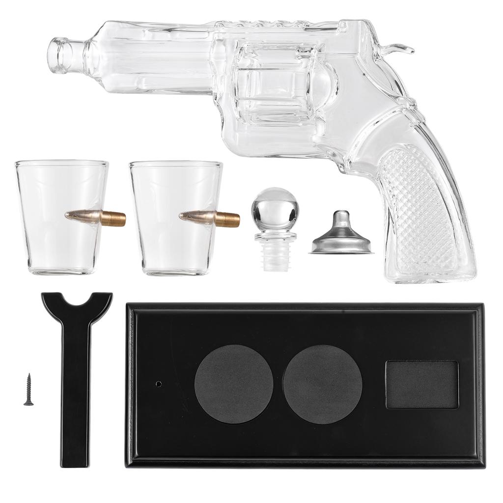 Whiskey Decanter Sets for Men Unique Whiskey Gifts for Men Perfect 8.5 OZ Pistol Shaped Cool Liquor Dispenser with Two 1.7 OZ Glasses for Home Bar