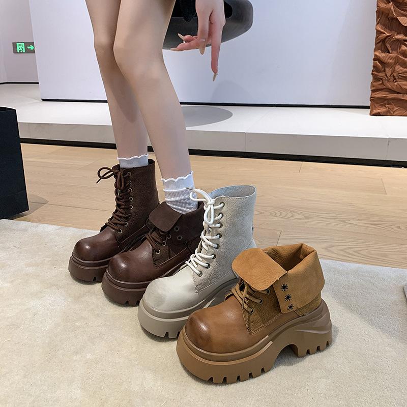 Thick-soled Martin boots women's new spring and autumn retro casual short locomotive boots versatile single boots