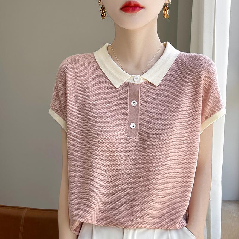 Women's Color Block Lyocell Tencel Knit Polo - Plus Size, Short Sleeve, Summer 2025 Collection