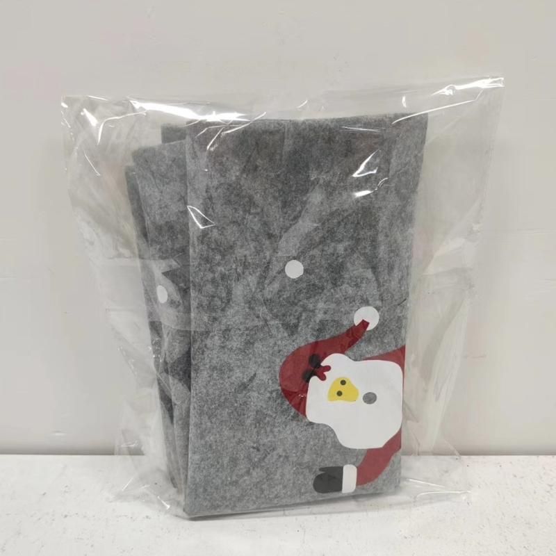 Chair Covers Gray Santa Hat Shape for Dining Room Chair Back Cover Slipcover for Christmas Holiday Festival Decoration
