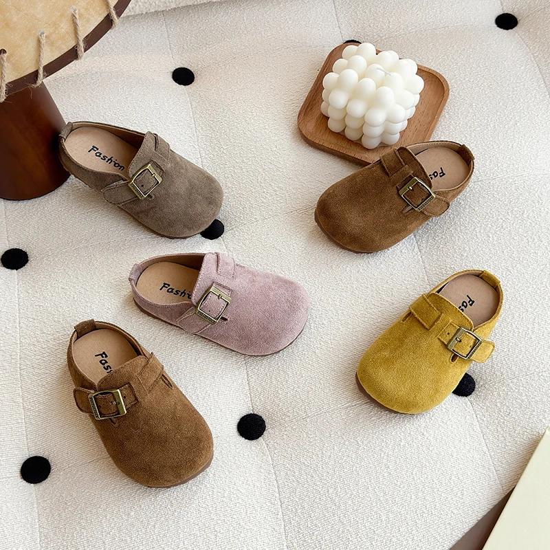 Mädchen Kork Clogs Schuhe Flach Geschlossene Zehen Dicke Sohle Hausschuhe für Kinder Outdoor Freizeit Junge Flache Hausschuhe Zapatos De Mujer