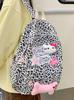 Hello Kitty Cartoon Nylon Backpack With Splicing And Contrast Stitching For Daily Commuting