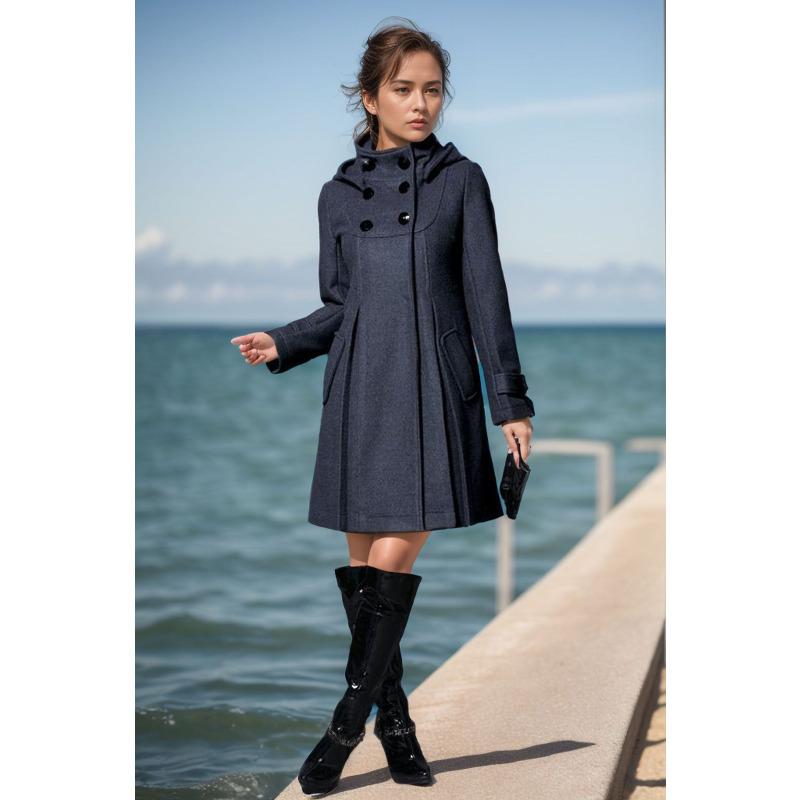 

Новое шерстяное пальто женское шерстяное пальто средней и длинной длины с капюшоном двубортный плащ-накидка XXXL