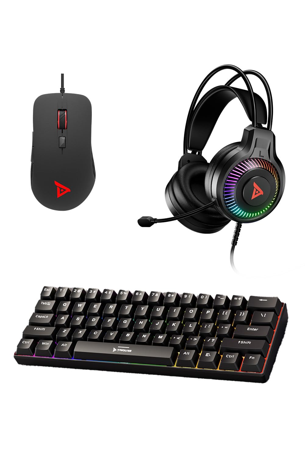 

TAIDU Gaming Device Gaming and Perfect for your first gaming Features RGB and a Soft Fit for Comfortable 3-Piece Set Mouse, Keyboard, Headset. setup.