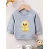 Cute Cartoon Duck Print, Girls' Comfortable 0-3 Years Toddler Daily Versatile Crewneck Sweatshirt