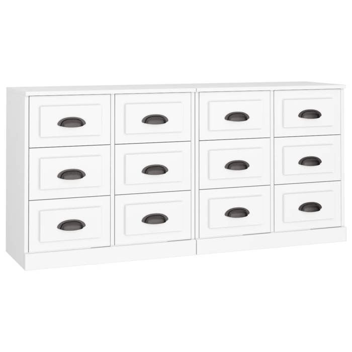 Buffet - Maison Exclusive - Lot 2 pièces - Blanc - Bois d'ingénierie