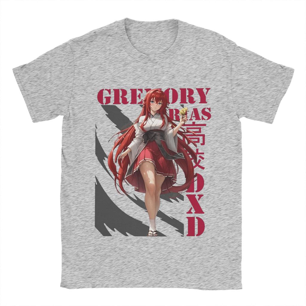 Rias Gremory DxD T Shirts Men's  100% Cotton Vintage T-Shirt Round Collar  Tee Shirt Short Sleeve Clothing Original