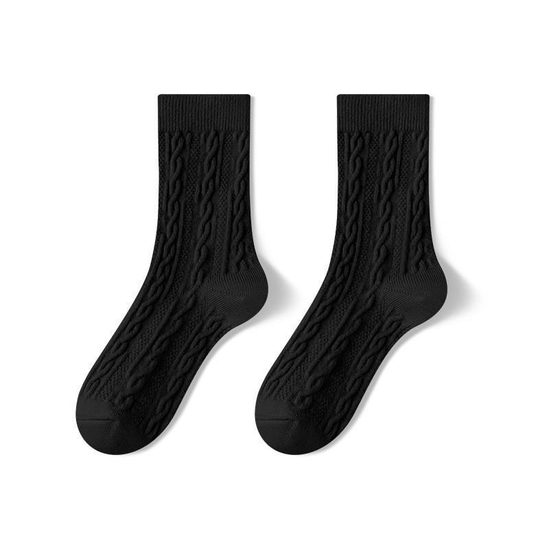 Women's Autumn/Winter Thick Wool Cable Knit Cotton Socks - Sweat-Absorbent, Odor-Resistant, Maternity-Friendly