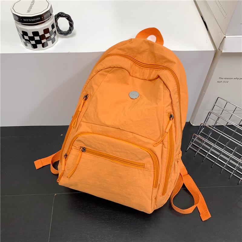 Solid Color Simple and Lightweight Schoolbag Female College Student Backpack Portable Travel Anti-splashing Leisure Travel Backpack