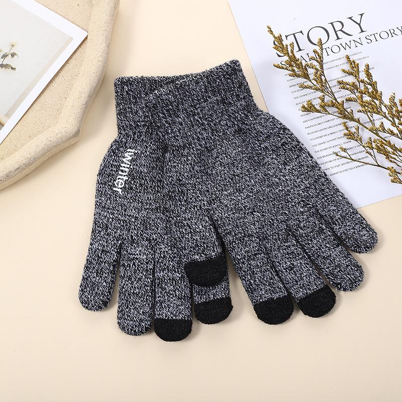 

Вязаные перчатки, мужские и женские парные, теплые на осень и зиму, шерстяные плюшевые перчатки с пальцами, нескользящие