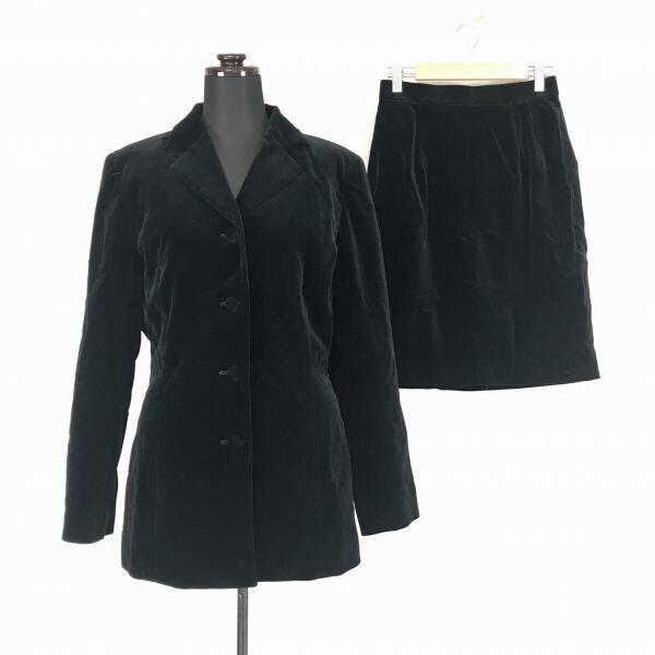 

PASA DE COCO Corduroy Autumn Winter Skirt Suit Set [Women’s 9/M/Black] Pile Cotton Jacket