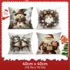 Vintage Santa Claus Snowman Pillowcase Bedroom Cushion Cover 100% Polyester Living Room Cushion Pillowcase Home Decor