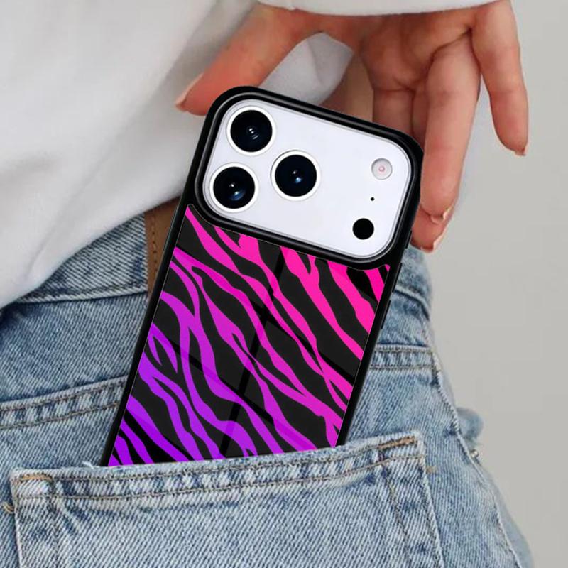 Zebra Print Clip Art Silicone Soft Side Phone Case for iPhone 17ProMax 12 13 14 15 16e 17 Pro Max Plus Air Cover