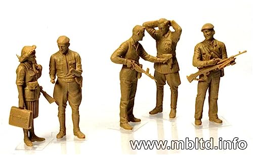 Master Box 1/35 Scale Plastic Model Kit: French Resistance and German Officer Prisoners of War, 1944, Set of 5 (MB35051)