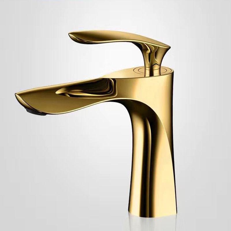 Brass Basin Faucet, Single Lever Hot Cold Mixer Tap, Bathroom Sink Tap with Soft Bubbler, Gold/Chrome/Black Finished
