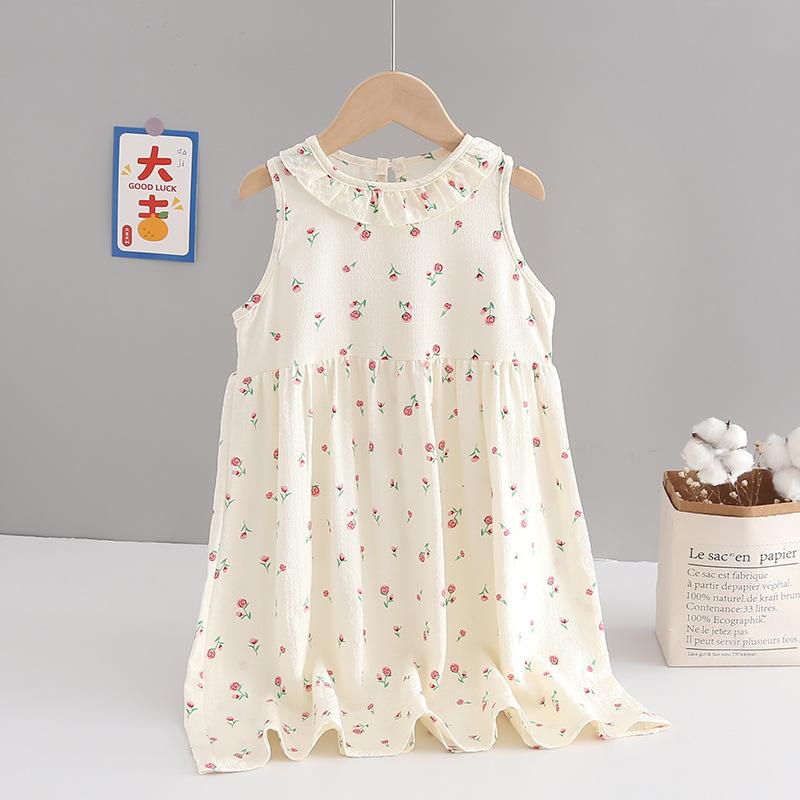 Children's Sweet Mesh Vest Halter Dress Summer Girls Pompadour Princess Dress