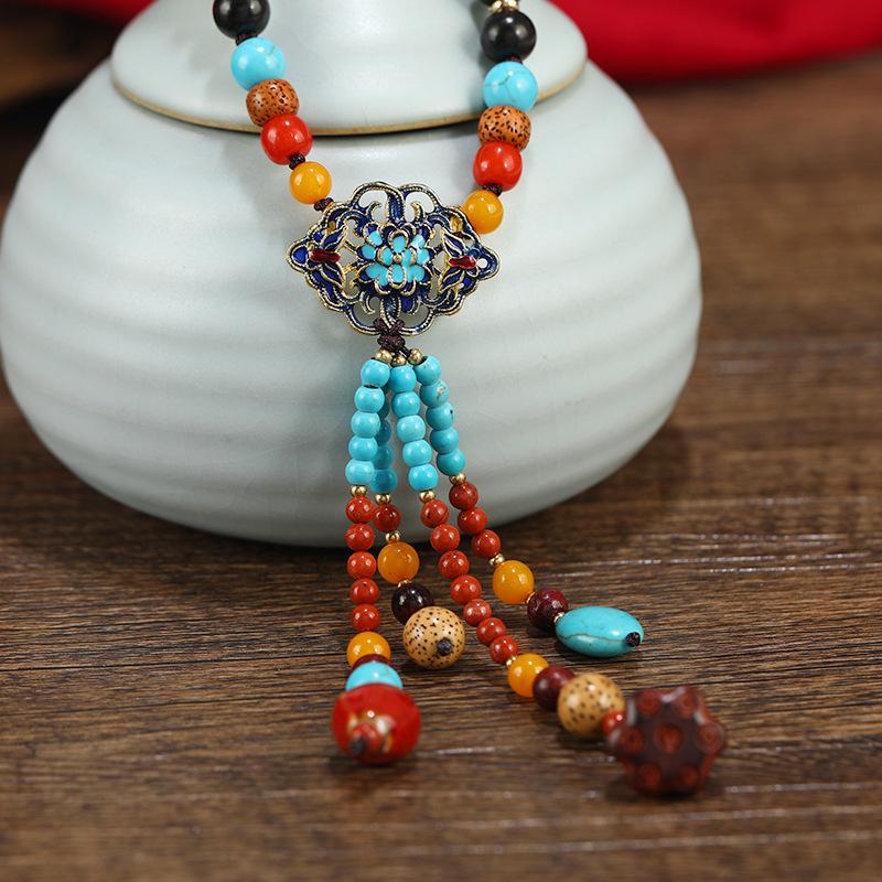 Retro Ceramic Sweater Chain - Women's Long and Versatile Necklace