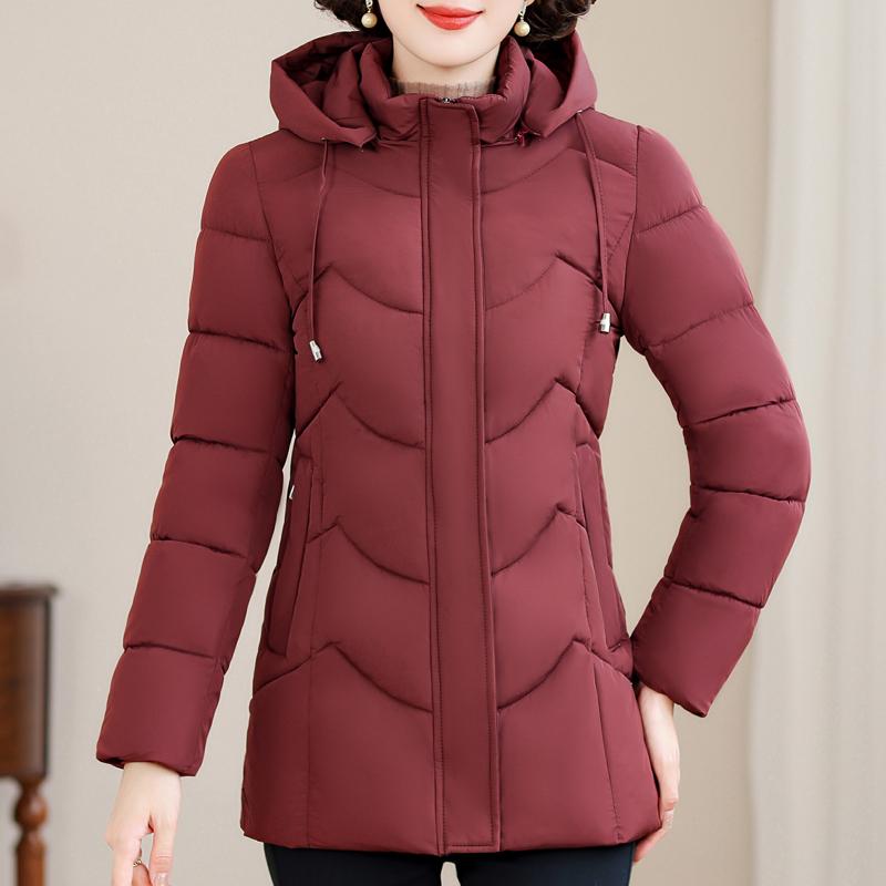 Paltoane de iarnă de mărime Plus XL-6XL pentru femei Parka scurtă cu glugă Elegantă, groasă, călduroasă, îmbrăcăminte exterioară, jachete pentru femei de vârstă mijlocie