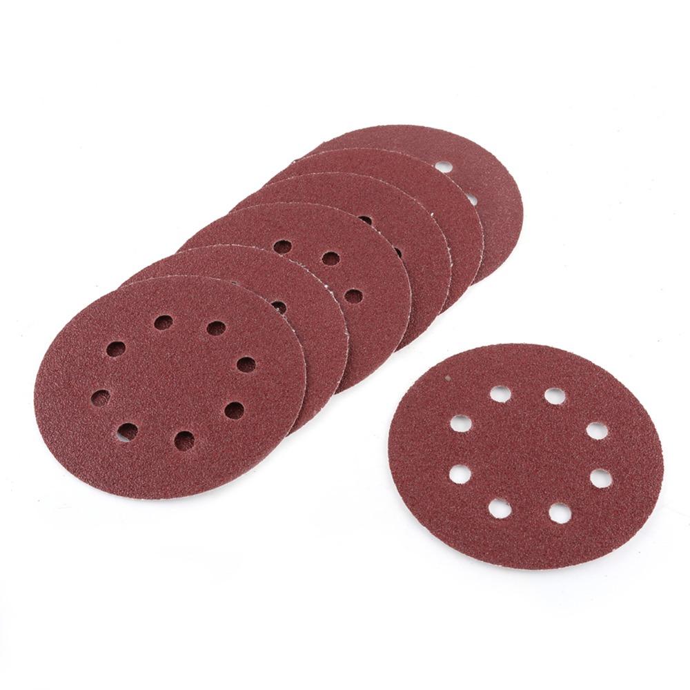 100pcs 8 Holes Dust Extraction Sanding Sheet Discs 5 Inch Diameter Round Sanding Discs  Wood Sanding