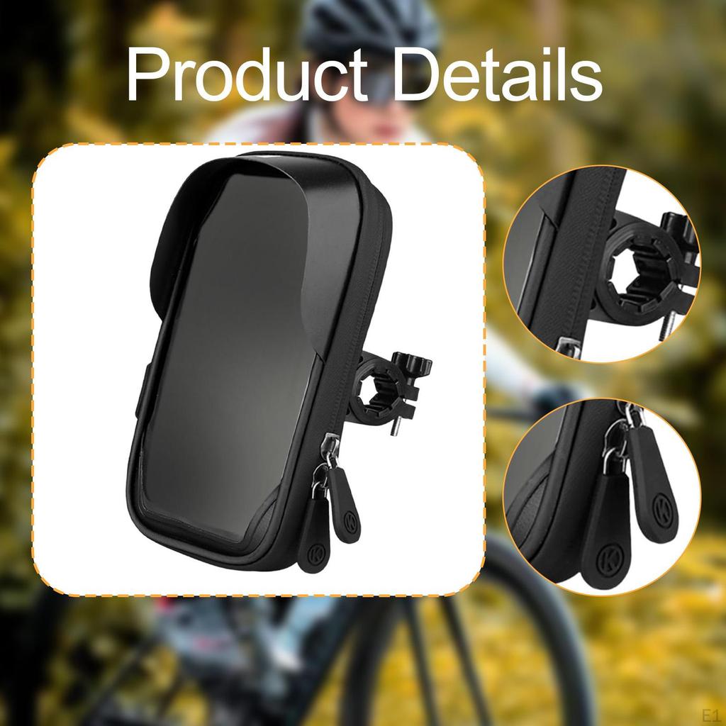 Bike Phone Holder Waterproof 360° Rotatable Pouch with Rain Cover Bicycle Handlebar Bag
