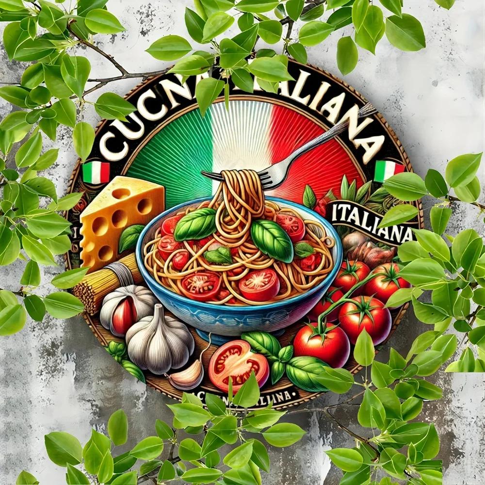 Vintage Italian Cuisine Sign, Durable Aluminum Foil Art. Ideal for Home Decor, From Kitchen To Bedroom. A Unique Gift Option.