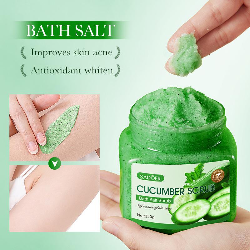 Cucumber Cleansing Scrub - Non-irritating Exfoliating Bath Salt, Cucumber Fragrance, Alcohol-free Formula Body Cleansing Scrub