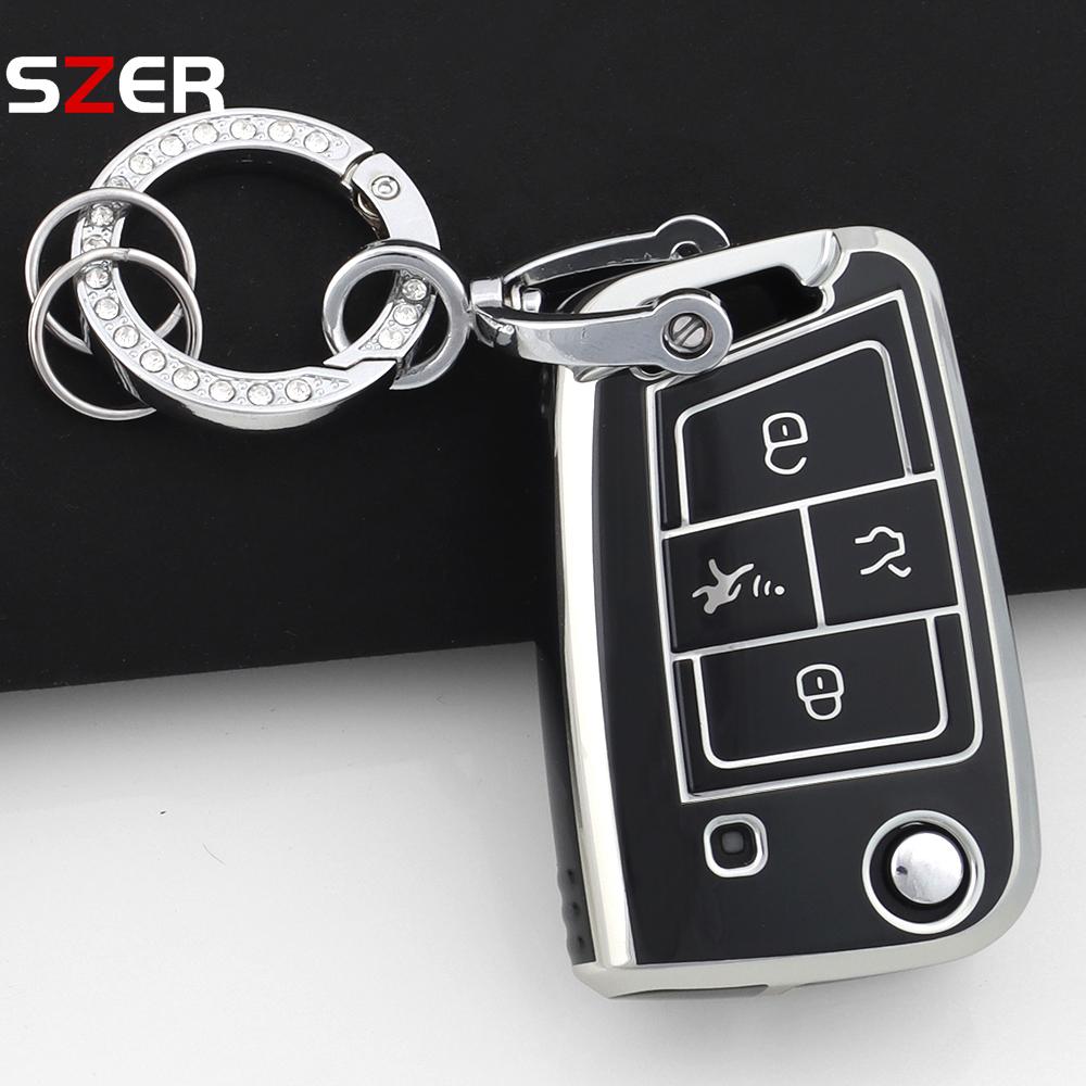 4 Buttons Tpu Car Key Case Cover Shell Fob For Volkswagen Vw Golf 7 Alltrack Mk7 Tiguan Seat Ateca Leon Ibiza Skoda Octavia