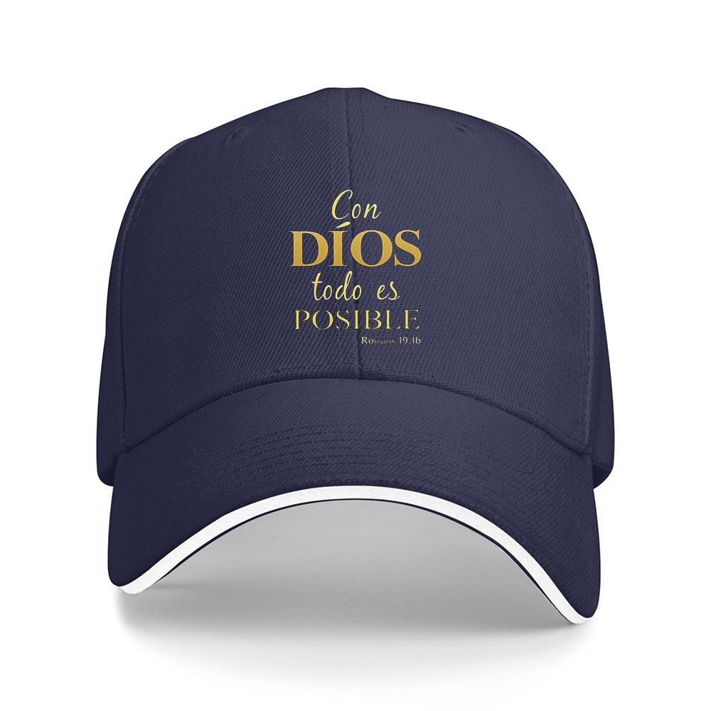 1pc Con DiOS Todo Es Posible Text Graphic Baseball Cap  Breathable Polyester Slim Fit Sports Hat for Fitness  Running