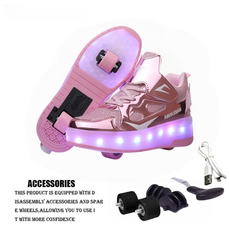 Wholesale Glowing Roller Skates Children's Teenage Rechargeable Ice Skates Bathtub Shoes Sneakers Sport and Leisure Footwear