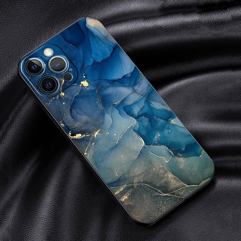 Case For Apple iPhone 11 13 12 14 Pro 7 Plus XR X XS Max 6 6S 13Pro SE 2022 Black Silicone Phone Funda Marble Pattern