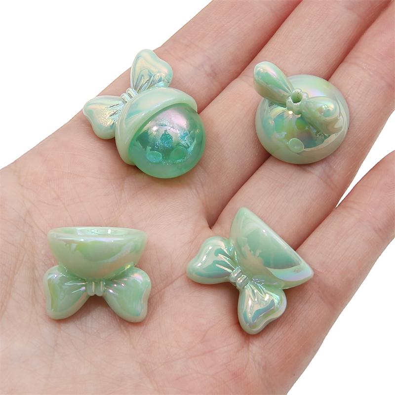Acrylic Rabbit Bow Beads Charm Loose Spacer Beadsfor DIY 4pcs
