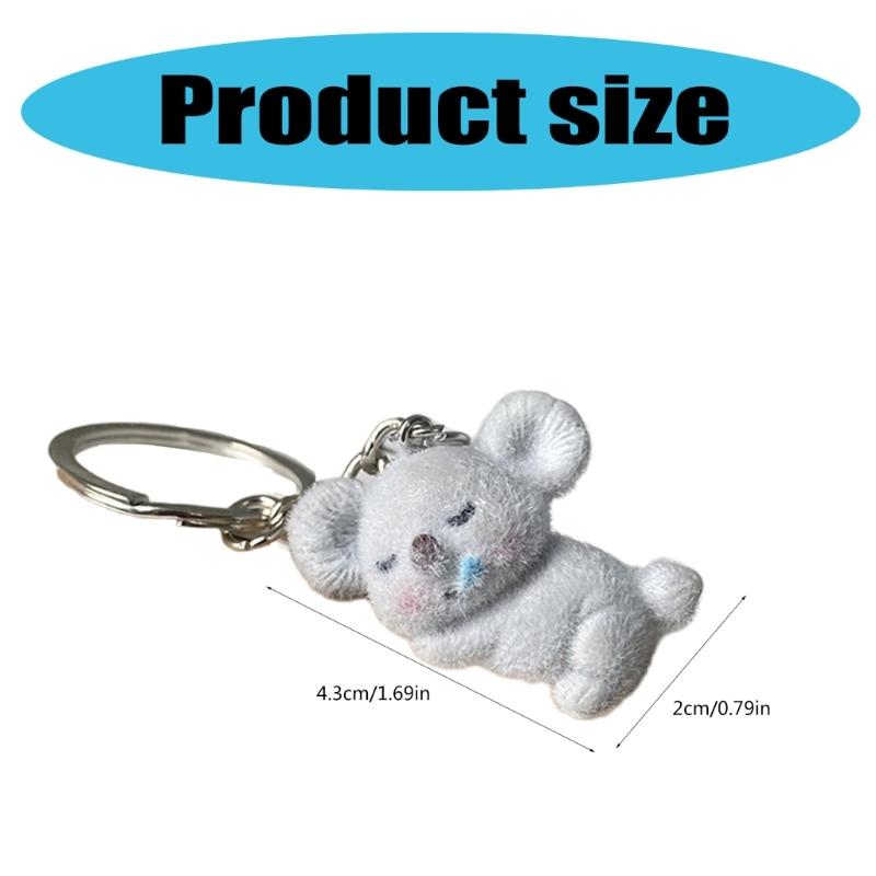 4Pcs Stylish Flocking Finish Koala Keyrings Trendy Koala Key Holder Elegant Keyrings Accessory for Fashion Enthusiasts