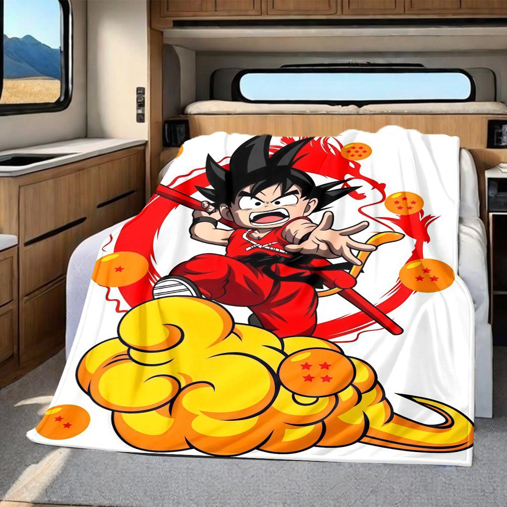 1 Stück Son Goku Druck Flanelldecke, Hohe Qualität für alle Jahreszeiten, Heimdekoration, Wärme und Komfort, Perfekt für Weihnachtsgeschenke